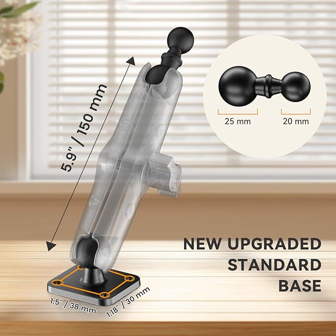 OHLPRO 6" Aluminum Arm Tablet Mount for Truck - Heavy Duty Drill Base Car Tablet Holder Compatible with iPad Samsung Tab 5"-13" Tablets and Phones, for Dashboard/Wall/Business/Desktop, etc.