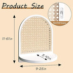 Rattan Wall Shelf Set of 3, 7''White Rattan Shelves with Wicker Decor, Boho Decor Small Floating Shelves for Wall, Arched She
