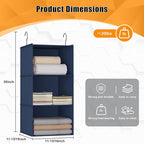 Hanging Closet Organizer - 3-Shelf, Easy Mount Foldable Wardrobe Storage Shelves for Clothes, Handbags, Shoes & Accessories -