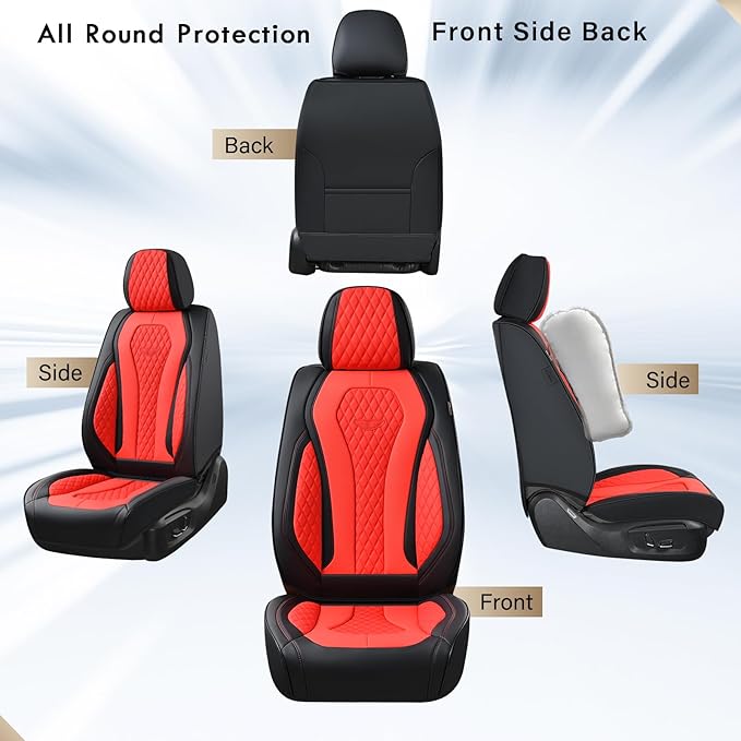 Coverado Seat Covers 2 Pack, Car Seat Covers Front Seats, Red Car Seat Cover, Waterproof Car Seat Covers, Car Seat Cushion, F