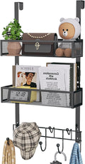 HapiRm Over The Door Hanger with Coat Hooks and 2 Baskets, Rustproof & Waterproof Over The Door Hooks, Storage Organizer for 