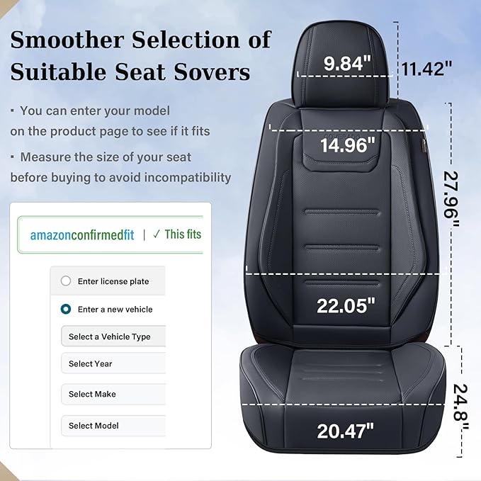 Coverado Car Seat Covers, Front Covers for Cars, Car Seat Cover Front Seats, Car Seat Protector Waterproof, Leather Car Seat 