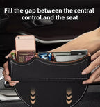 Car Seat Gap Organizer Large Capacity Leather Storage Box with Charging Port Multi-Purpose Car Seat Crevice Storage Solution for Phones Wallets Cards Ideal for Car Organization (Modern, Black-Double)