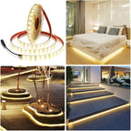 ALITOVE 16.4ft Warm White 3500K 5050 SMD LED Flexible Strip Ribbon Light 5M 300 LEDs Waterproof IP65 DC 12V for Home Garden Commercial Area and Festival Lighting