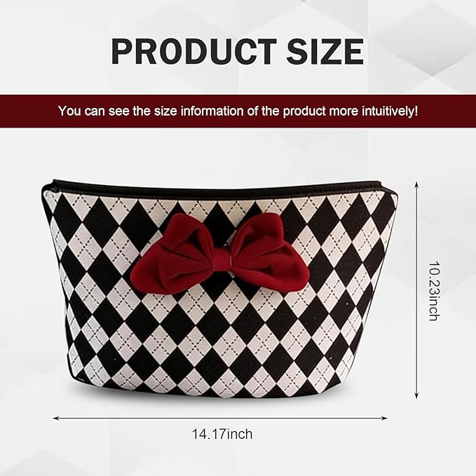 Car Backseat Organizer, Argyle Pattern Auto Seat Gap Storage Bag with Bowknot Decor, Vehicle Interior Hanging Organizer for Small Items, Universal for Most Cars
