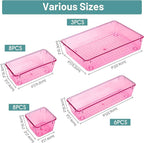 WOWBOX 25 PCS Plastic Drawer Organizer Set, 4 Sizes Desk Drawer Divider Organizers and Storage Bins for Makeup, Jewelry, Gadg