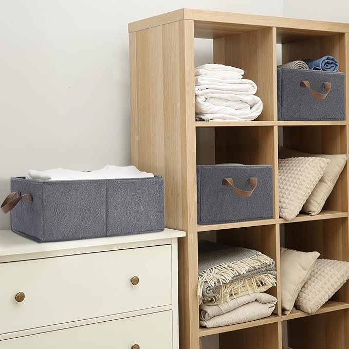 Large Fabric Storage Basket,3 Pack Collapsible Closet Organizers and Storage,Storage Bins for Clothes,Toys,Shelves,18"×11"×8"