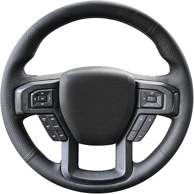 Belinous Leather Steering Wheel Cover Lace Up, Hand-Stitch on Wrap, Steering Wrap Compatible with Ford F-150 2015 2018/Expedition 2018/F-150 Limited 2016/F-Series Super Duty 2017 2020 2022 (W/O Mark)