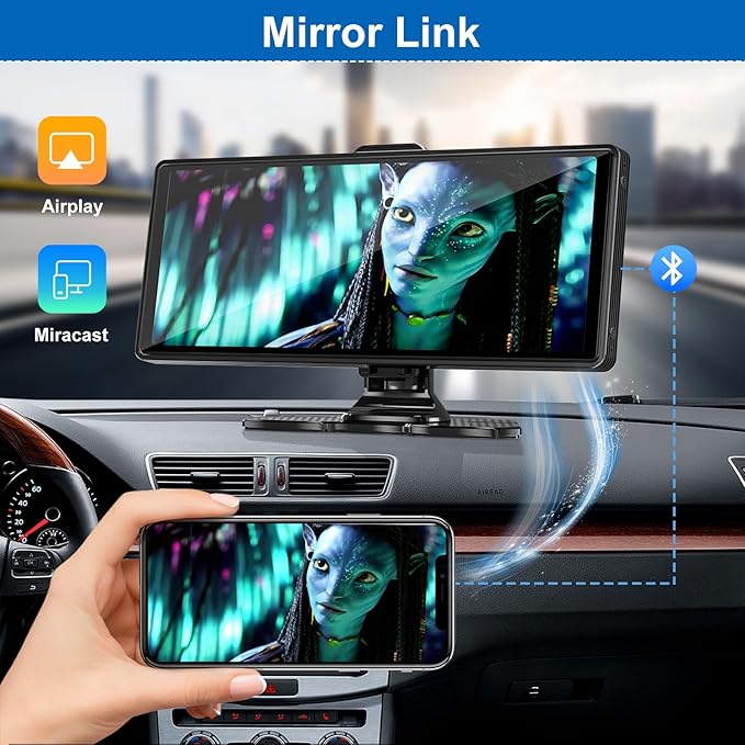Carplay Screen for Car,10.26" HD IPS Wireless Portable car Stereo for Apple Carplay&Android Auto,Car Audio Receivers with 4K 
