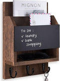 Key and Mail Holder for Wall, Key Holder with Chalkboard and Long Storage Box, Key Hanger with 3 Sturdy Hooks for Coat, Dog L