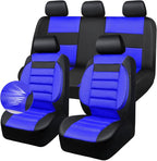 CAR PASS Leather 3D Foam Back Support Car Seat Covers Full Set Air Mesh Automotive Seat Covers, All Season Car Seat Cover Fit