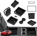 10PCS Center Console Organizer Tray for 2024 2025 2026 Tesla Model 3 Accessories, Armrest Hidden Storage Box Cup Holder Charger Pad for Model 3 Highland