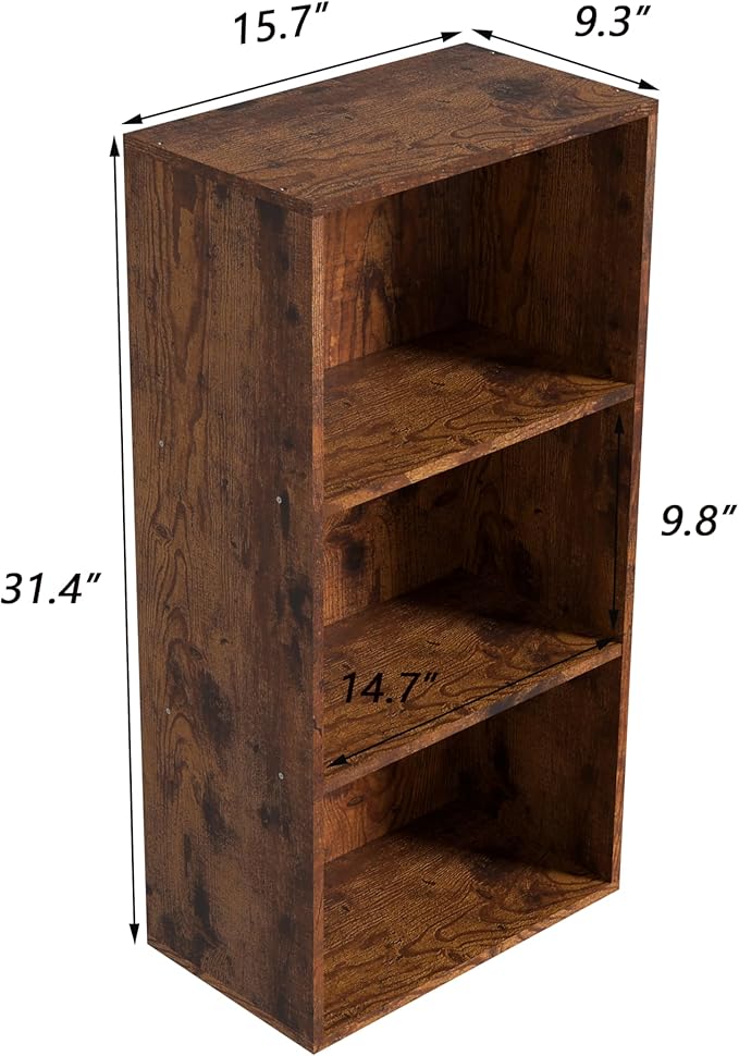 Wooden 3 Cube Storage Organizer, 3 Tier Low Bookcase Freestanding Storage Display Organizer,Versatile Cubes Shelf and Cubby U