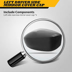 Left Side Rearview Mirror Cover Caps compatible with Accord 2008 2009 2010 2011 2012 2012 2013 Black Exterior Side Mirror Cover Rearview Mirror Caps Mirror Housing Left Driver Side
