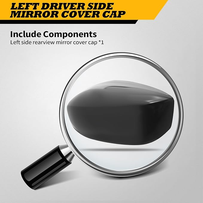 Left Side Rearview Mirror Cover Caps compatible with Accord 2008 2009 2010 2011 2012 2012 2013 Black Exterior Side Mirror Cover Rearview Mirror Caps Mirror Housing Left Driver Side