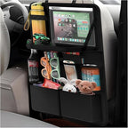 Car Backseat Organizer with Tray, Waterproof Back Seat Protector with Touch Screen Tablet Holder, 11 Storage Pockets Anti-Scratch Kick Mat Universal for Family Road Trips