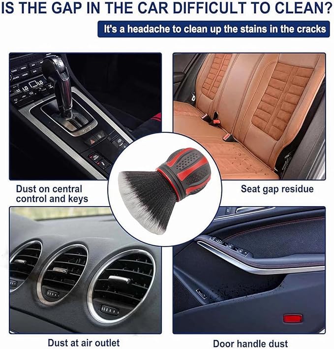 AUCELI Car Detailing Brush, Ultra Soft Auto Interior Dusting Brush with Storage Rack, Car XL Synthetic Brush Cleaning Tool, U