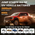 6000A Car Jump Starter, Portable Car Jumper Starter Battery Pack for All Gas and Up to 12L Diesel Engine, 12V Jump Box with