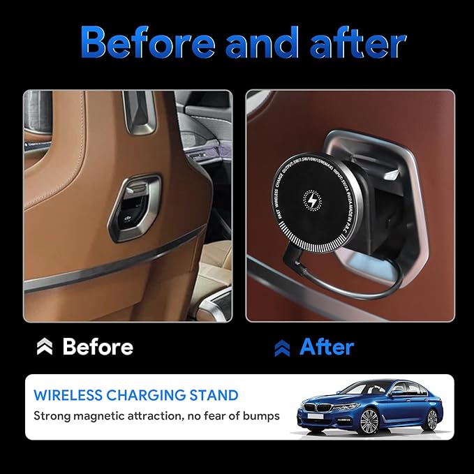 for BMW X5 X6 G05 G06 G60 G45 Tablet Holder Strong Magnetic Attraction/Gravity Clamp ipad Car Holder Back Seat Road Trip Essentials (Strong Magnetic + Wireless Charging)