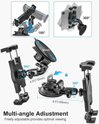 woleyi Heavy Duty Tablet Holder for Car/Truck - [Super Suction Cup] Windshield Dashboard Car Tablet Mount with 1/4" Screw Adapter for 4-13" iPad Pro/Air/Mini, Galaxy Tab/Z Fold, iPhone & Gopro/Camera