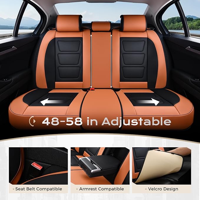 Coverado Car Seat Covers Full Set, Seat Covers for Cars, Front Seat Covers and Back Seat Cover Waterproof Leather Automotive 