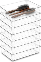7Pack Desk Drawer Organizers, 6"*9" makeup acrylic drawer organizer trays for vanity, bathroom, office, nightstand, junk for 