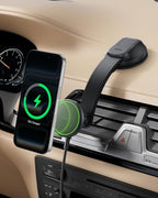 Belkin Wireless Car Charger, MagSafe Phone Holder & Car Dash Mount w/ 1M USB C Cable, Qi2 MagSafe Compatible Fast Charging iPhone Charger for iPhone 17, Galaxy S25, Pixel 10, Road Travelers, Black
