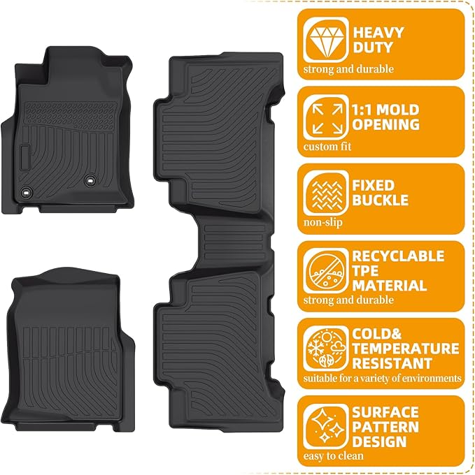 Floor Mats for Toyota 4Runner 2003 2004 2005 2006 2007 2008 2009,4th gen 4runner Floor Mats for 4Runner SR5 TRD Off-Road TRD Pro Limited, TPE Floor Liners Front & Rear Row(FIT for 5&7 Seats)