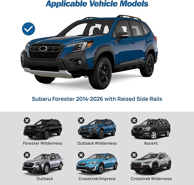 JOYTUTUS 300lbs Lockable Roof Rack Cross Bars Compatible with Subaru Forester 2014-2026 with Raised Side Rails (Not for Wilderness), Heavy Duty Aluminum Anti-Theft Roof Rails Crossbars Luggage Racks