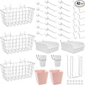 Pegboard Basket Organizers, Peg Board Large Baskets Hooks Bins Cups Tool Organizer 42 Pack Set, Wall Storage Display Hanging 