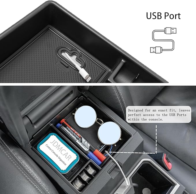 JDMCAR Center Console Organizer Compatible with 2025 2026 Toyota 4Runner Accessories, Insert ABS Materials Tray, Armrest Box Secondary Storage Tray Interior Accessories (Glossy Black Trim)