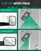 SCITOO Tow Mirror Compatible with for 2002-2008 For Dodge For Ram 1500 2003-2009 For Dodge For Ram 2500/3500 Pickup Truck Power Adjusted Heated No Turn Signal Light Black Towing Mirror LH