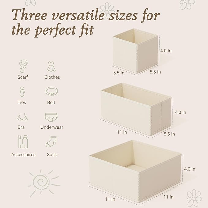 Criusia Drawer Organizer 18-Piece Set, Dresser Organizer for Baby Clothes, Foldable Closet Storage & Drawer Dividers for Unde