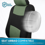 BDK PolyPro Car Seat Covers Full Set in Green on Black, Front and Rear Split Bench Seat Covers for Cars, Easy to Install Car 