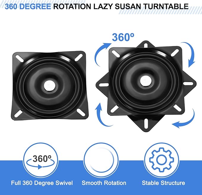 uxcell 6" Bar Stool Swivel Replacement, 360° Rotation Lazy Susan Turntable, Square Semi-Ball Bearing Seat Swivel Base Mount P