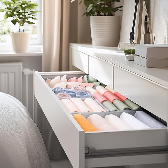 Criusia Drawer Organizer Clothes, 10 Pack Dresser Organizer for Baby Clothes, Underwear, Sock- Foldable Closet Organization a