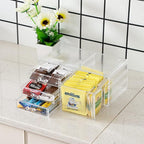 Cq acrylic Clear Stackable Storage Bins,Plastic Medicine Storage Organizer and Small Drawer Organizer with 4 Drawers for Make