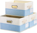 PRANDOM Fodable Storage Bins for Closet [3-pack] Decorative Fabric Storage Baskets Cubes with Leather/Metal Handles for Shelv