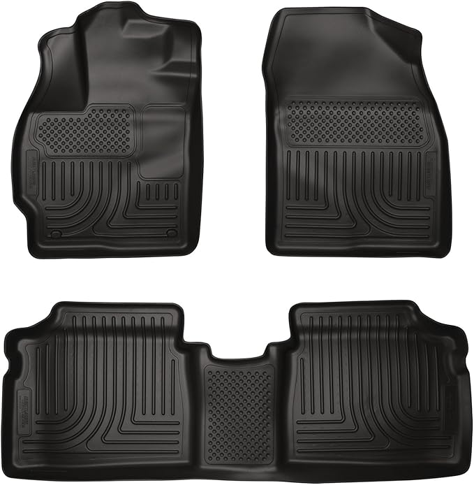 Husky Liners Weatherbeater Floor Mats | Fits 2010-2014 Toyota Prius | Front & 2nd Row, 3-pc Black - 98921