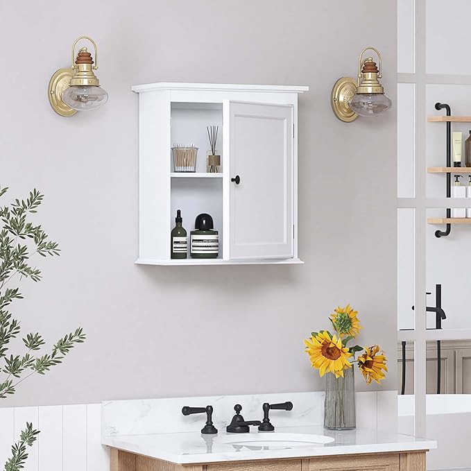 Spirich Small Bathroom Wall Cabinet, Wall Mounted Storage Cabinet, Medicine Cabinet Organizer for Bathroom, Kitchen, Living R