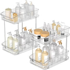Incostar 2 Tier Pull-Out Organizer for Bathroom Kitchen, Under Sink Storage with Dividers, Ideal for Cabinet, Cupboard Organi