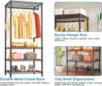 Ulif H4 Mini Portable Closet, 4 Tiers Freestanding Clothing Garment Rack for Small Space, Metal Clothes Wardrobe System for B