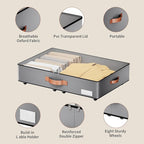 Under bed Storage With Wheels,Low profile 5.5 inches Height Storage Bins,Rolling Under bed Shoe Storage Containers,Under bed 