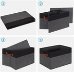 Large Fabric Storage Bins, Foldable Fabric Storage Baskets for Shelves, Sturdy Storage Boxes with PU Handles for Organizing C