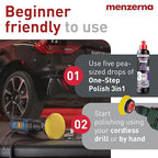 menzerna 3in1 Polishing Set – One-Step Polish (8oz) + Drill Machine Adapter + Medium Cut Pad | Polish Your Car with a Cordless Drill