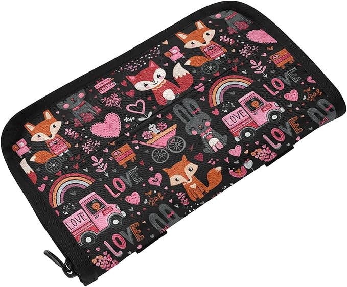 Car Tissue Holder Car Visor Organizer Tissue Box Holder for Car Sun Visor Organizer with Car Vehicle Accessories Essentials Interior for Women Men Valentines Fox Bunny Hearts Black