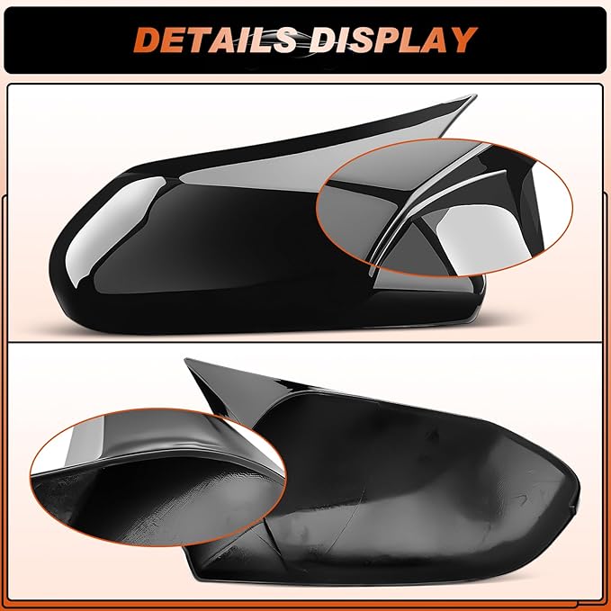 ACLONG Glossy Black Mirror Covers Fit for Toyota Camry 2018-2025 – Ox Horn Design, Driver & Passenger Side Rearview Cap Replacement (1 Pair)