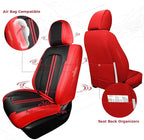 FREESOO Car Seat Covers Full Set, Black Red Waterproof Car Seat Cover, Leather Seat Covers for Trucks, Luxury Car Seat Covers