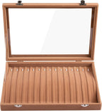 Frebeauty 15 Hooks Necklace Tray Velvet Neckalce Organizer with Clear Lid Lockable Necklace Holder Box Jewelry Organizer for 