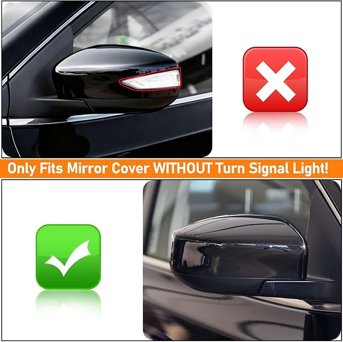 Moonlinks Compatible with Nissan Sentra 2013 2014 2015 2016 2017 2018 2019 Side Mirror Cover Replacement,Glossy Black Left Driver&Right Passenger Side Door Rearview Side Mirror Cap WITHOUT Turn Signal